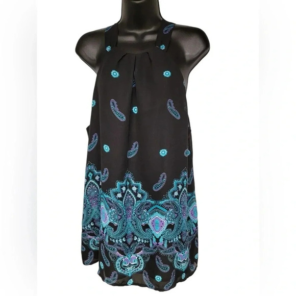 APT 9 EUC 9 WOMENS WOMEN BLACK BLUE DRESS SUMMER FALL WEDDING HOLIDAY SIZE XL - Picture 1 of 7